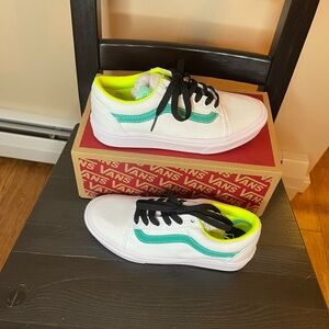 Vans Green and White Sporty Sneakers